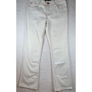 Marc Jacobs Jeans Womens 10 White Flare Red Contrast Stitching Designer Chic